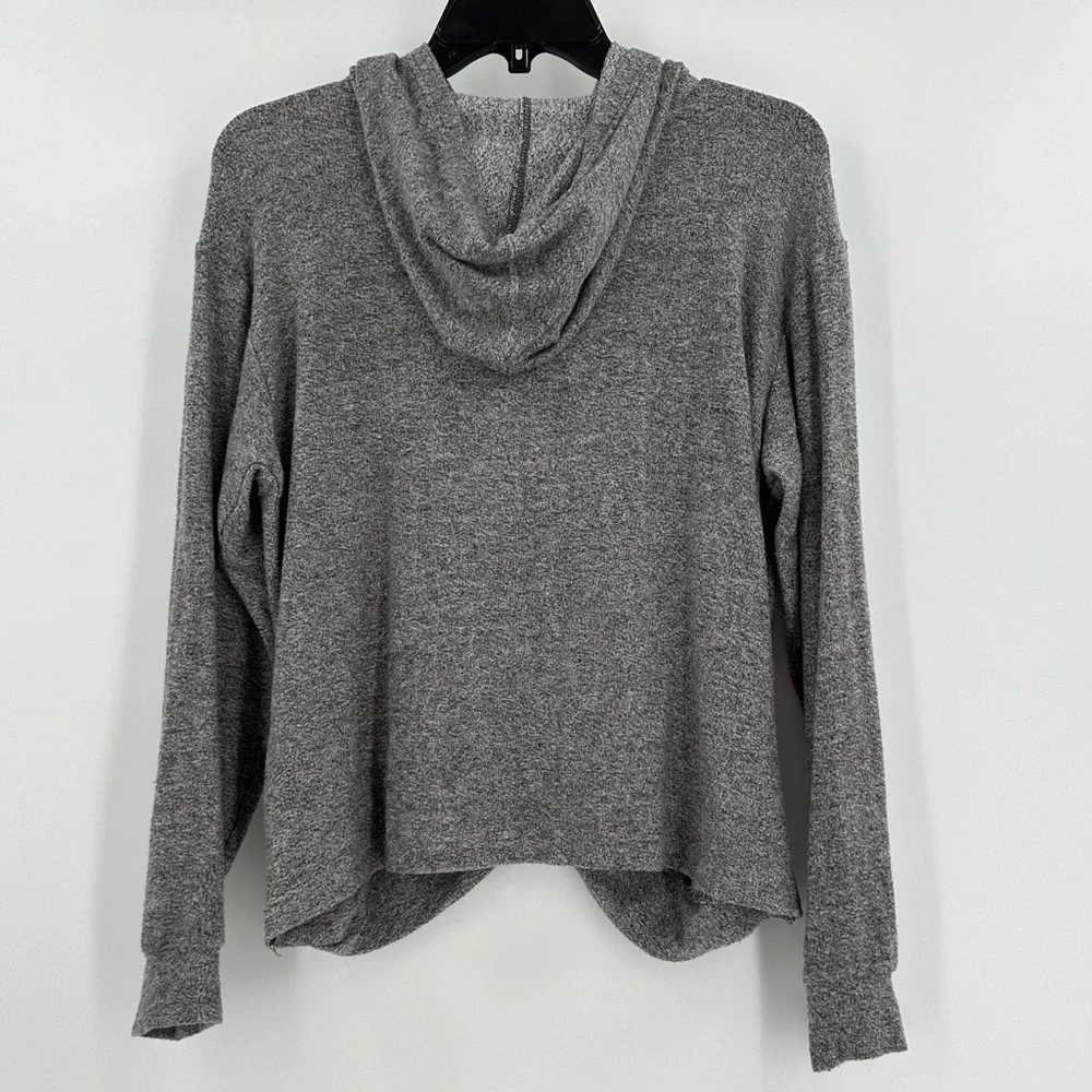 CONVERSE Girl’s Gray Soft Front-Tied Long Sleeve Hoodie Mixed Print Logo Size XL